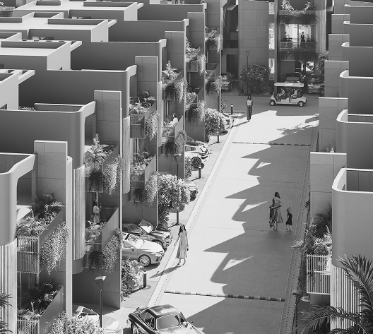 Aerial view of villas